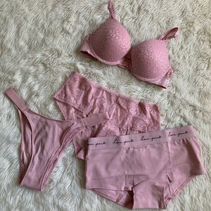 New Pink Victoria’s Secret Campus Logo Bra Set